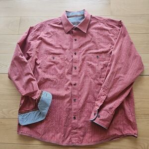 BLUE PRONTO UOMO Men's Shirt, XXL ,ORANGE/RUST VARIEGATED Buttonup Accent Fabric